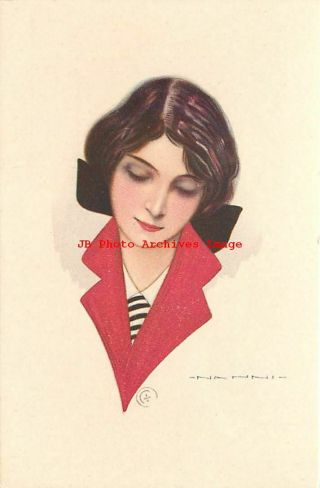 Giovanni Nanni,  Urs No 309 - 5,  Pretty Woman With Red Collar,  Art Deco