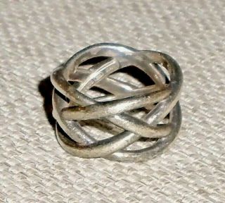 Vintage Braided Weave Knot Band Ring Sterling Silver 925 Tiffany & Co Sign 542w