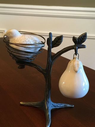 Pottery Barn Partridge in a Pear Tree Salt and Pepper Shakers Discontinued 2