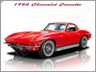 1966 Chevrolet Corvette In Red Metal Sign Fully Restored