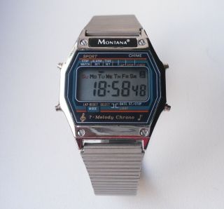 Montana K607DM Chrono Alarm Melody Watch Vintage Digital Watch Early 1980s 2