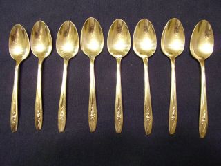 1847 Rogers International Silver Tulip Vintage Flatware 9 Teaspoons Spoons