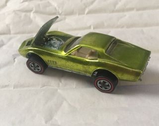 Vtg 1969 Hot Wheels Red Line Custom Corvette Special Lime Green Metallic