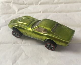 Vtg 1969 Hot Wheels Red Line Custom Corvette Special Lime Green Metallic 2