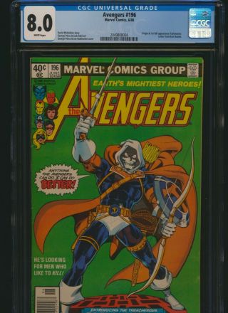 Avengers 196 Marvel 1980 Cgc 8.  0 White Pgs 1st Taskmaster Hot Nr.  99 Bid