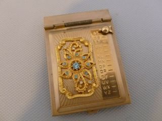 Vintage Miniature Gold Tone Metal Rolodex With Rhinestones Fits In Purse