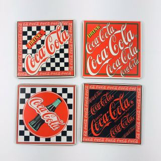 Coca - Cola Set Of 4 Vintage Coasters Santa Claus