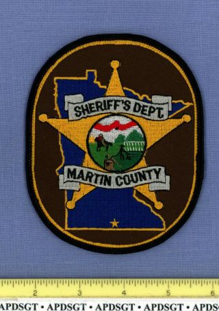 Martin County Sheriff Minnesota Police Patch Blue County Shape Outline