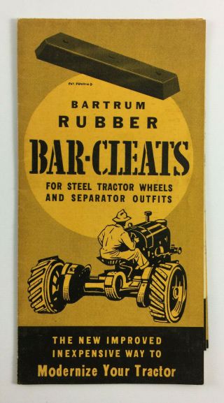 Bartrum Rubber Bar Cleats For Tractor Wheels Vintage Brochure Price List C 1940