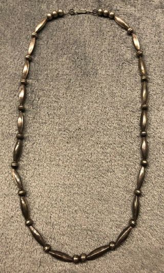 Vintage Native American Silver Beaded Necklace