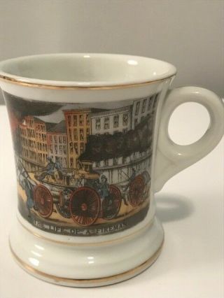 Vintage Viking Mustache Cup " The Life Of A Fireman " W/gold Trim Euc