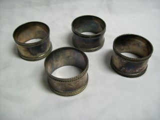 Set Of 4 Vintage Silver Plated Napkin Rings 1 3/4 " Made In India