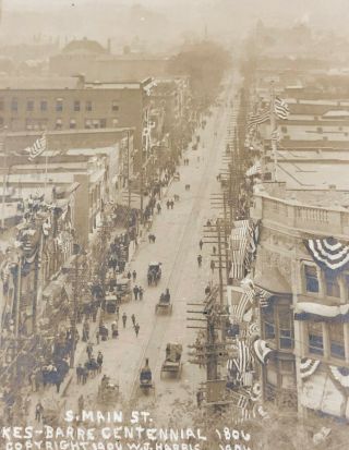 Wilkes Barre Pa Centennial Street & City View 1906 Rppc Photo Postcard