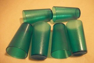 6 Vintage Texan Texas Ware Turquoise 12 Oz Tumblers Stackable Plastic Glasses