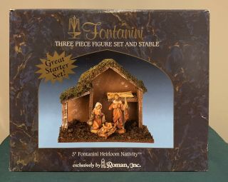 Fontanini By Roman Holy Family Nativity Set,  3 - Piece 5” With Cresh