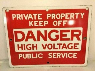 Private Property Keep Off Vintage High Voltage Porcelain Sign Made In Usa