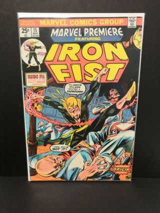 1974 Marvel Premiere 15 Key 1st App & Origin Iron Fist,  1st App Dragon Kings
