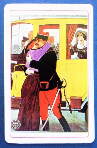 Vintage Swap Card.  Poster 1920s Gaumont Movie.  French Soldier Off To War.  Arrco