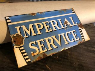 Vintage Imperial Service Porcelain Sign Gas Station Pump Standard Oil Can Shell