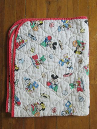 Vintage 80s Disney Baby Mickey Mouse Minnie Crib Blanket Quilt Comforter