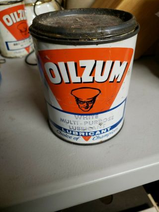 Vintage Oilzum Two Pound Can White Multi - Purpose Lubricant Rare