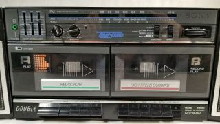 Vintage Sony CFS - W360 Dual Cassette Tape Deck Ghetto Blaster Boom Box Stereo 2