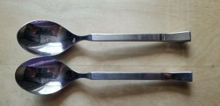 2 Antique Vintage Collectible Spoons 7.  5 " Supreme Cutlery Stainless Steel - Japan