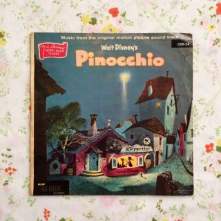 Walt Disneys Pinocchio 1962 Dbr - 24 Soundtrack Record 7 " Kids Vintage Disneyland