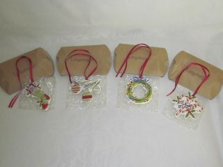 Longaberger Christmas Holiday Basket Tie On Stocking Ornament Wreath Candy Canes