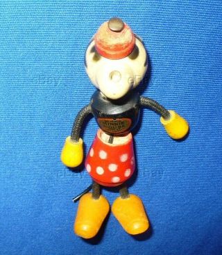 1930s Fun - E - Flex Minnie Mouse Figure Toy Jointed Wood Walt Disney Wooden Doll