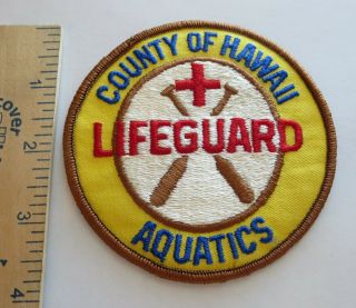County Of Hawaii Aquatics Lifeguard Patch Vintage