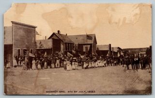 Harney Oregon Main Street In 1890 July 4th Parade Brass Band 1910 Postcard
