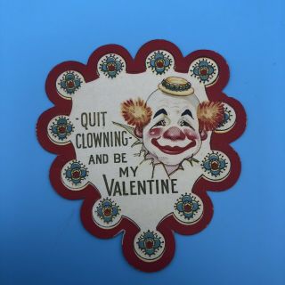 Vintage Greeting Card Valentine Sweet Clown Face 1940’s