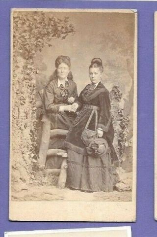 Victorian Portrait Ladies Vintage Old Cdv Photo Rowe Of Leicester Ll3