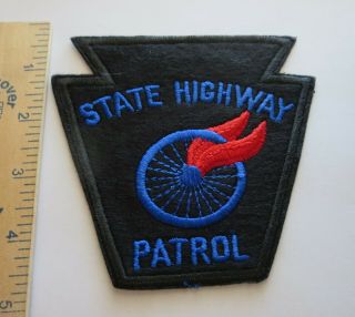 Pennsylvania State Highway Patrol Patch Winged Wheel On Black Made In The 1980s