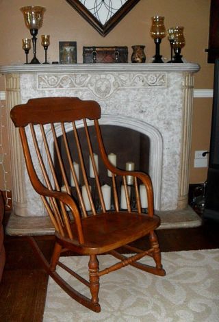 Vintage Large Wooden Rocking Chair High Back Furntiure Cleveland Oh
