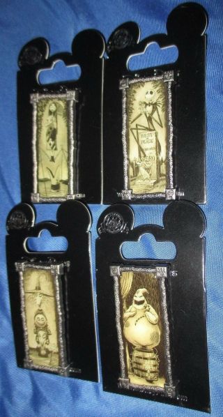 Haunted Mansion Pin Set Of 4 Nightmare Before Christmas Stretch Portait Jack,