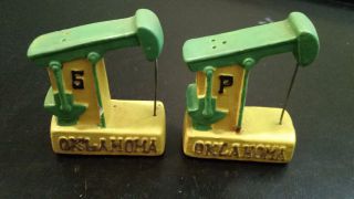 Vintage Oklahoma Oil Wells Salt & Pepper Shakers