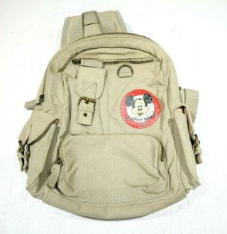 Disney Mickey Mouse Club Sling Shoulder Bag Canvas Tan Khaki Backpack