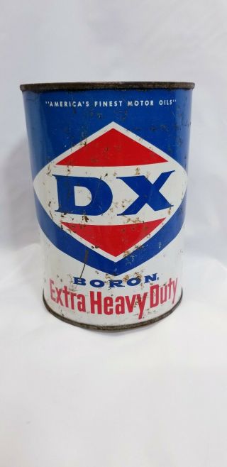 Vintage Dx 1 Quart Metal Can Boron Extra Heavy Duty Motor Oil Sunray Oil Co