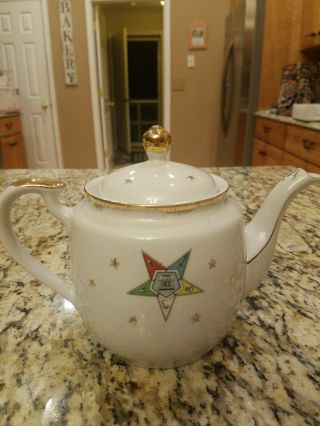 Vintage Oes Order Of The Eastern Star Lefton China Teapot