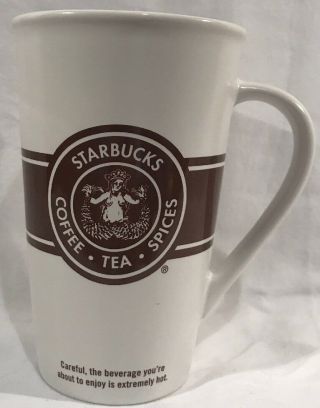 Starbucks 16 Oz Mug Coffee Tea Spices Mermaid Siren 2008 Brown White Tall Cup