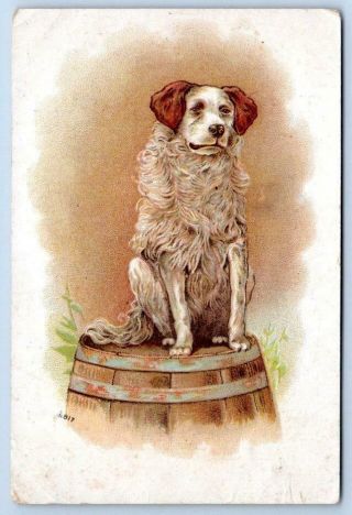 Somerville Nj W A Mcmurtry Boots & Shoes Dog On Barrel Victorian Trade Card