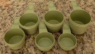 Vintage Tupperware Avocado Olive Green Complete Measuring Cup Set