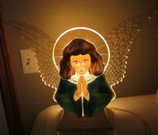 Vintage Angel Lighted Illuminated Hard Plastic By Paramount W/ Box Halo (t166)