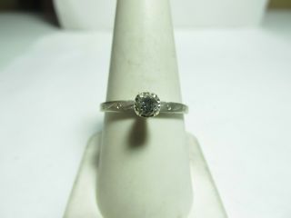 Vintage 14k Solid Gold Engagement Ring W/ Round Brilliant Natural Diamond