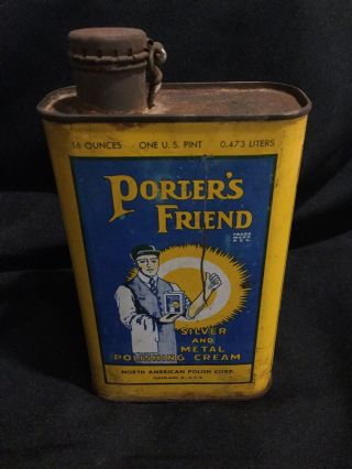 Vintage Tin Porter’s Friend Silver And Metal Polish