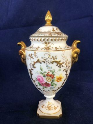 Good Vintage Coalport Fine Bone China Hand Painted Lidded Vase / Urn.  2.