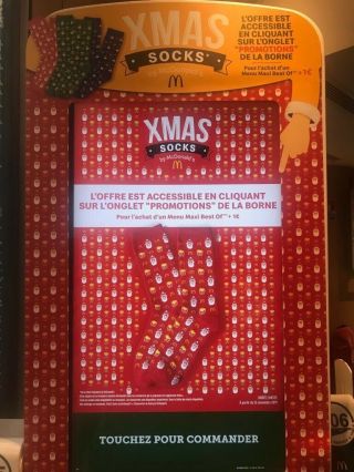 RARE McDonald ' s Paris France Christmas Xmas Socks Red/Blue/Green LIMITED ED 2