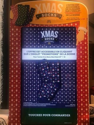 RARE McDonald ' s Paris France Christmas Xmas Socks Red/Blue/Green LIMITED ED 3
